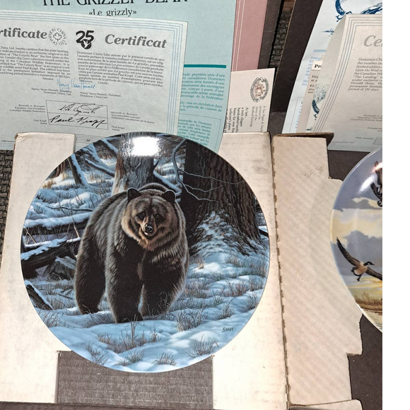 3 Display Plates by Dominion LTD Grizzly, Landing, Nesting COA/Box - Picture 2 of 7